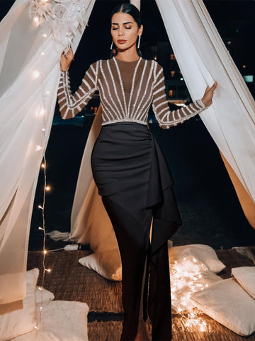 Luxurious Long Sleeve Evening Dress Aosig